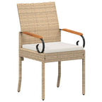 Gartenstühle 2 pcs Beige und Cremeweiß Poly-Rattan und Akazie