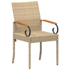 Gartenstühle 2 pcs Beige und Cremeweiß Poly-Rattan und Akazie
