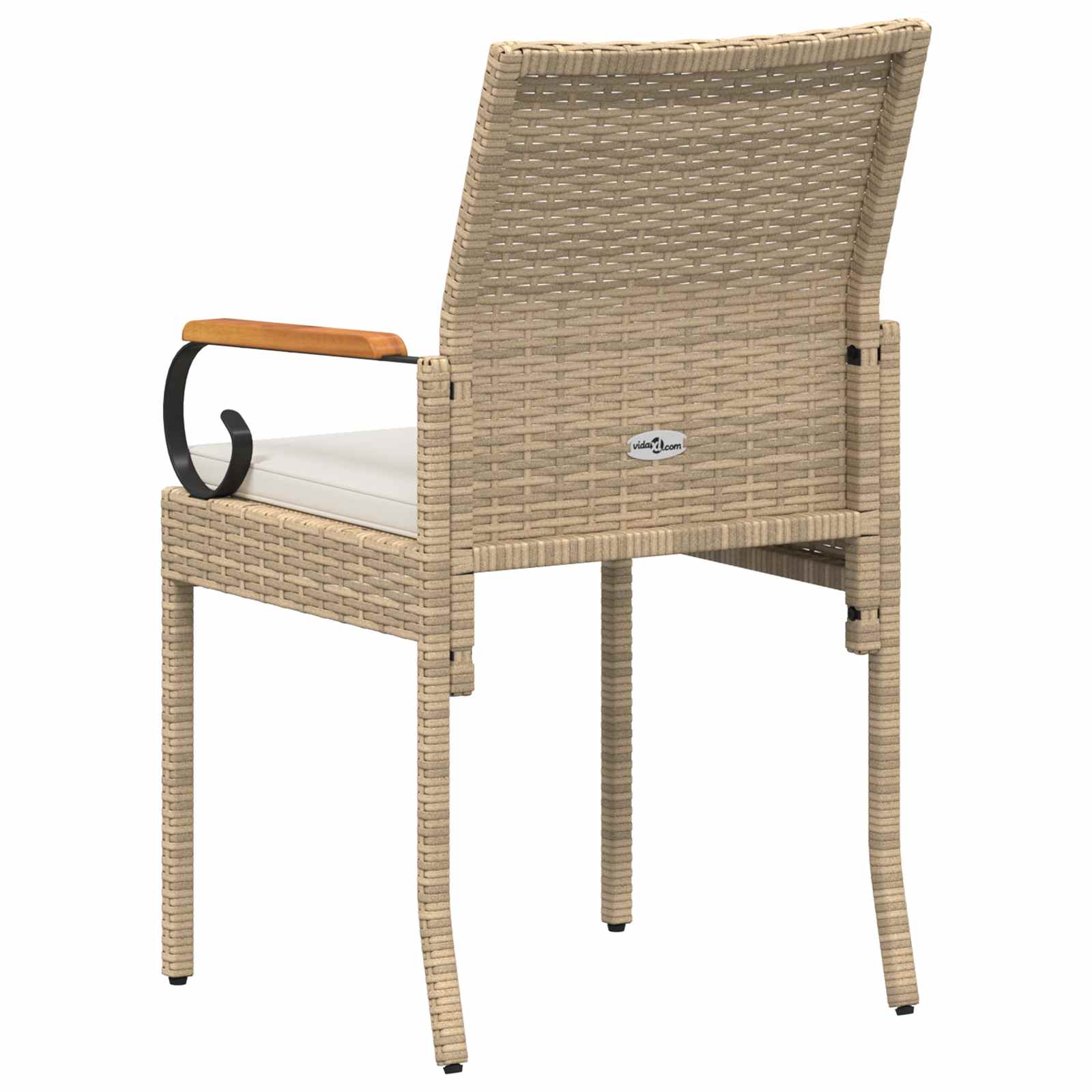 Gartenstühle 2 pcs Beige und Cremeweiß Poly-Rattan und Akazie