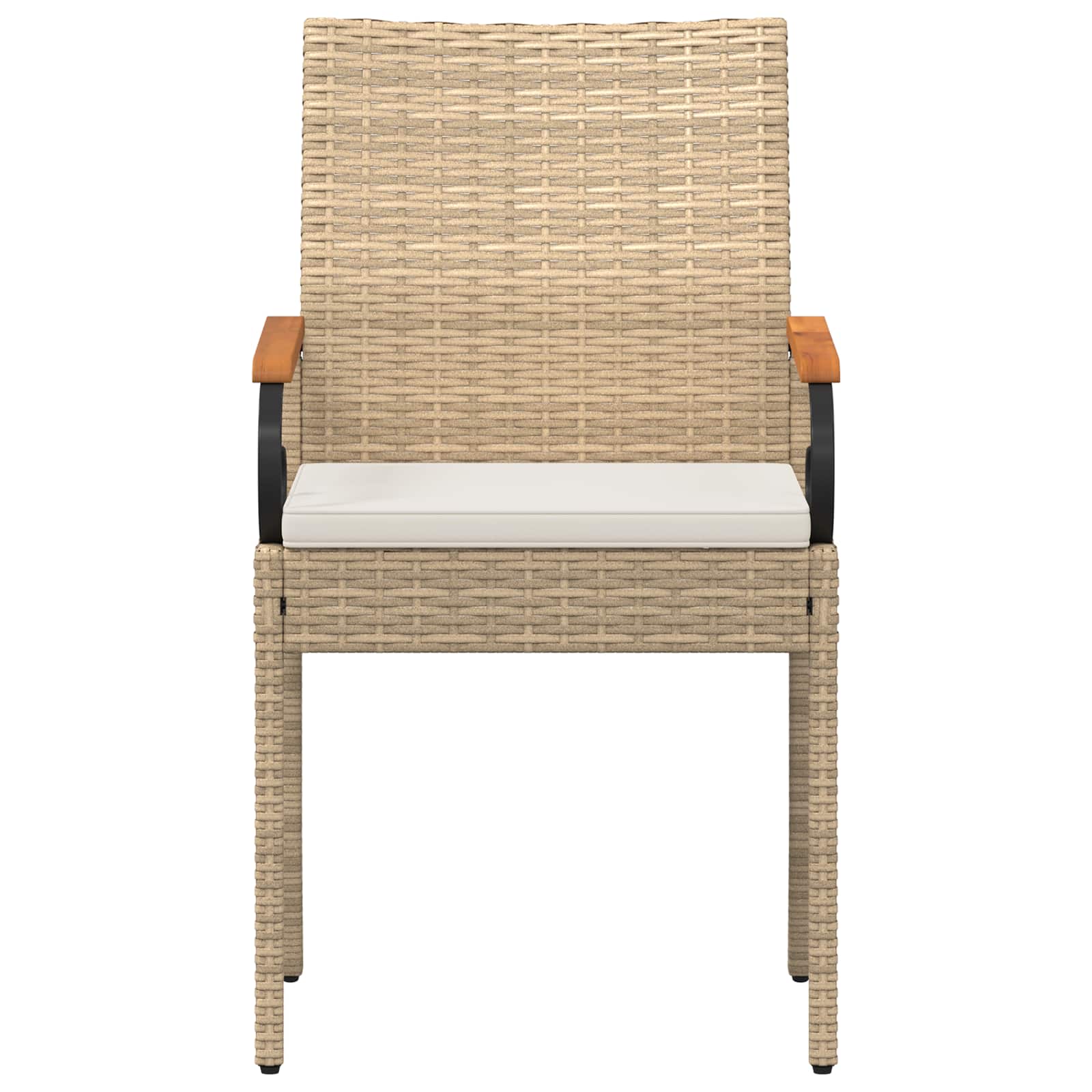 Gartenstühle 2 pcs Beige und Cremeweiß Poly-Rattan und Akazie