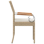 Gartenstühle 2 pcs Beige und Cremeweiß Poly-Rattan und Akazie