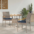 Gartenstühle 2 pcs Grau und Marineblau Poly-Rattan und Akazie