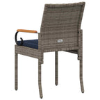 Gartenstühle 2 pcs Grau und Marineblau Poly-Rattan und Akazie