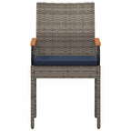 Gartenstühle 2 pcs Grau und Marineblau Poly-Rattan und Akazie