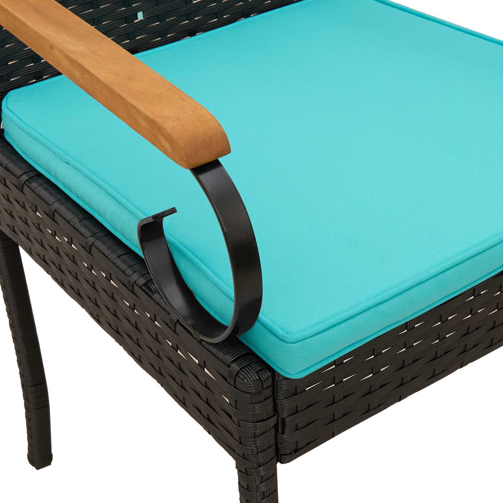 Gartenstühle 2 pcs Schwarz und Türkis Poly-Rattan und Akazie