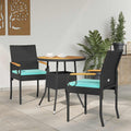 Gartenstühle 2 pcs Schwarz und Türkis Poly-Rattan und Akazie