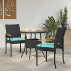 Gartenstühle 2 pcs Schwarz und Türkis Poly-Rattan und Akazie