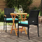 Gartenstühle 2 pcs Schwarz und Türkis Poly-Rattan und Akazie