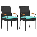 Gartenstühle 2 pcs Schwarz und Türkis Poly-Rattan und Akazie