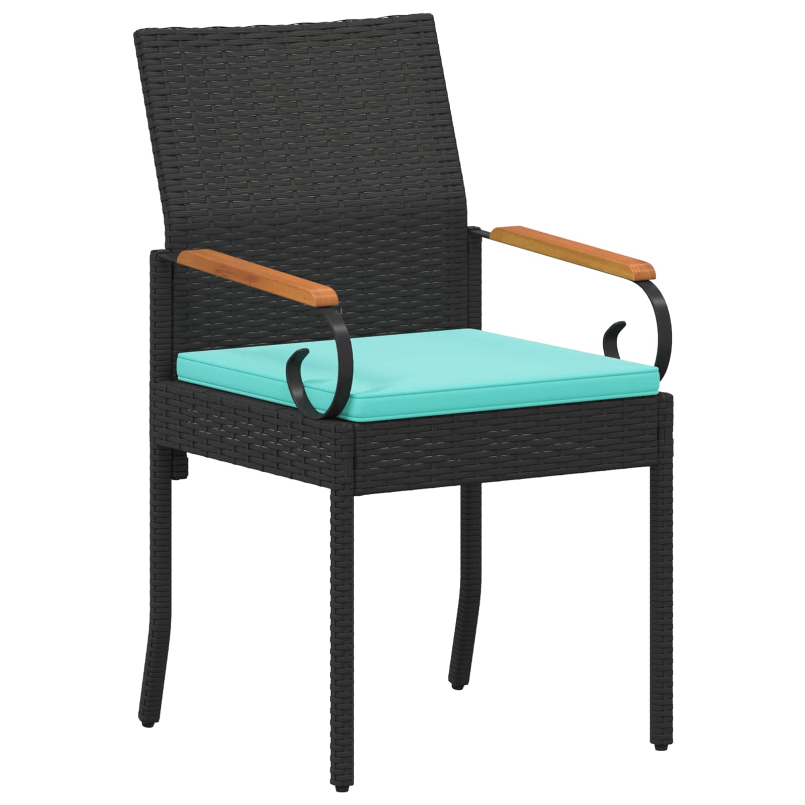 Gartenstühle 2 pcs Schwarz und Türkis Poly-Rattan und Akazie