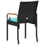 Gartenstühle 2 pcs Schwarz und Türkis Poly-Rattan und Akazie