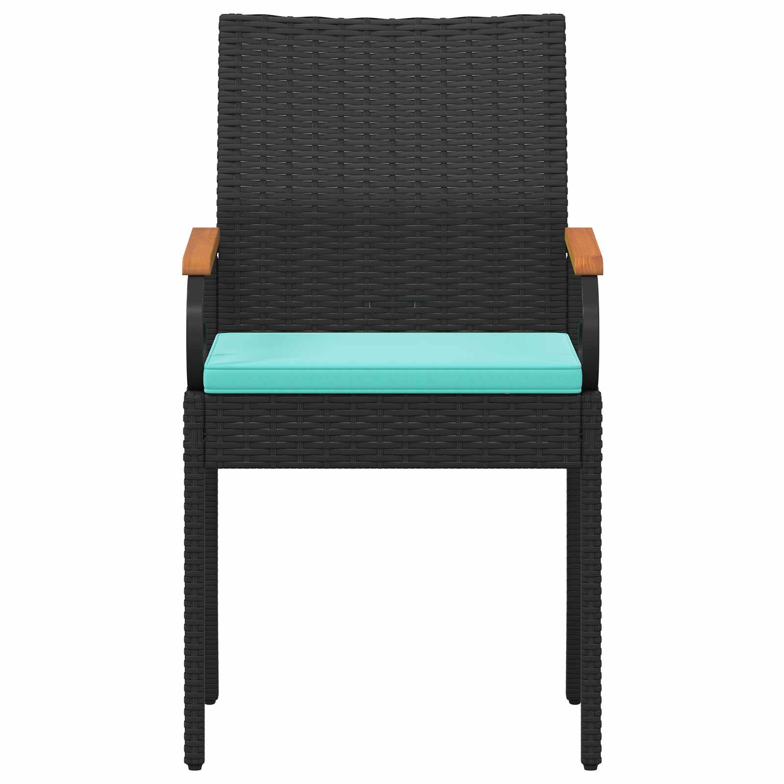 Gartenstühle 2 pcs Schwarz und Türkis Poly-Rattan und Akazie