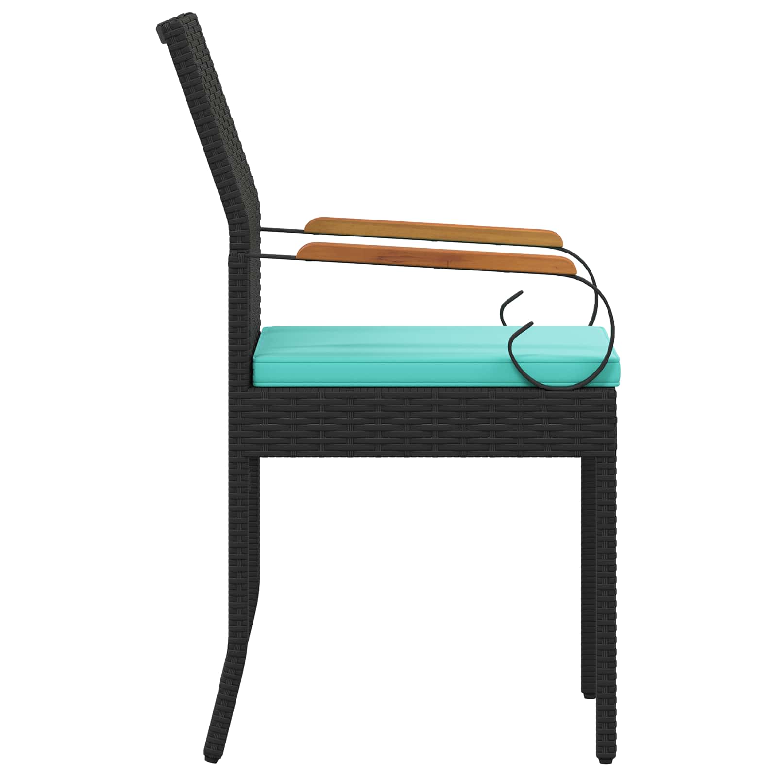 Gartenstühle 2 pcs Schwarz und Türkis Poly-Rattan und Akazie
