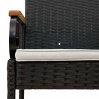 Gartenstühle 4 pcs Schwarz und Cremeweiß Poly-Rattan und Akazie