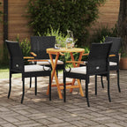 Gartenstühle 4 pcs Schwarz und Cremeweiß Poly-Rattan und Akazie