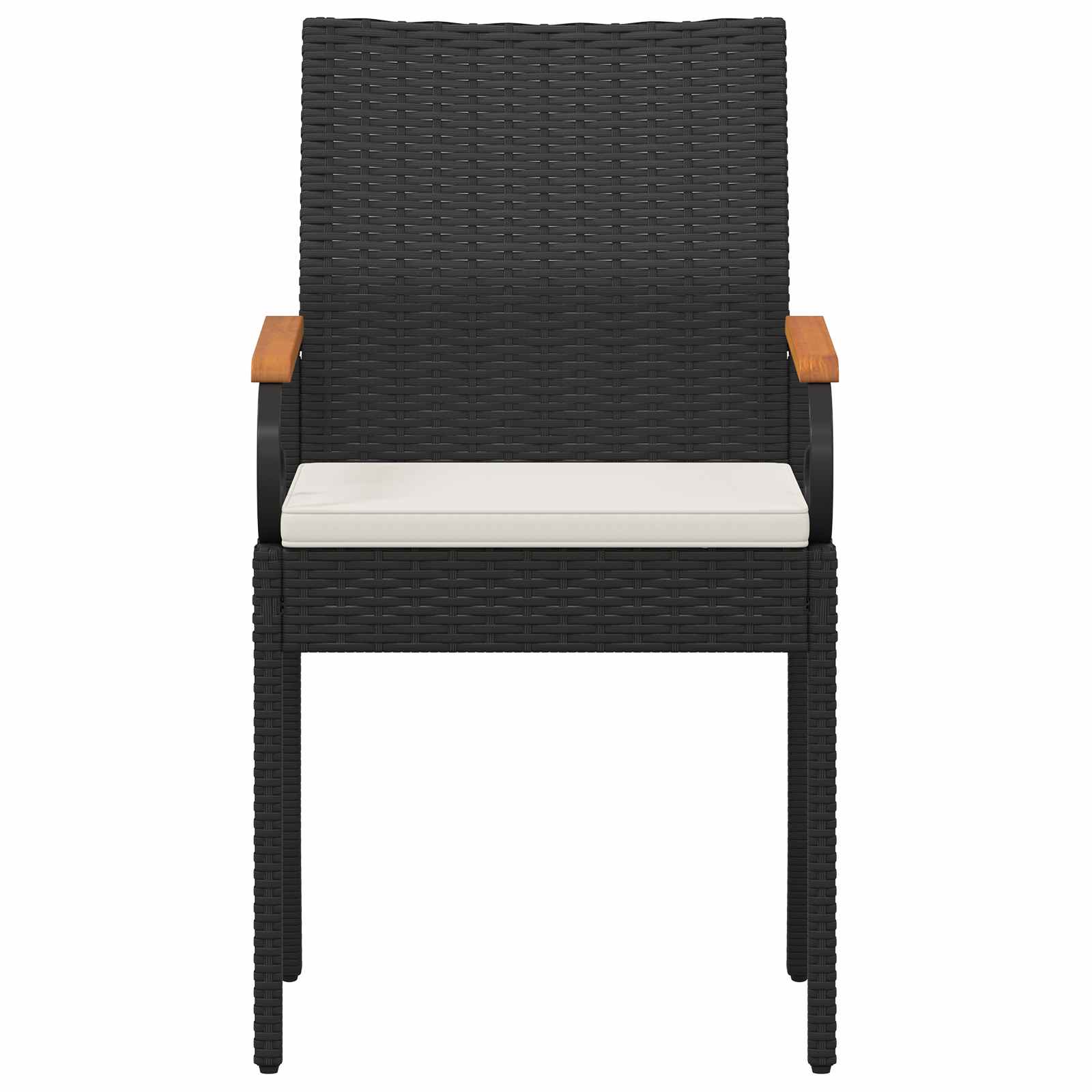Gartenstühle 4 pcs Schwarz und Cremeweiß Poly-Rattan und Akazie