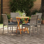 Gartenstühle 4 pcs Grau und Dunkelgrau Poly-Rattan und Akazie