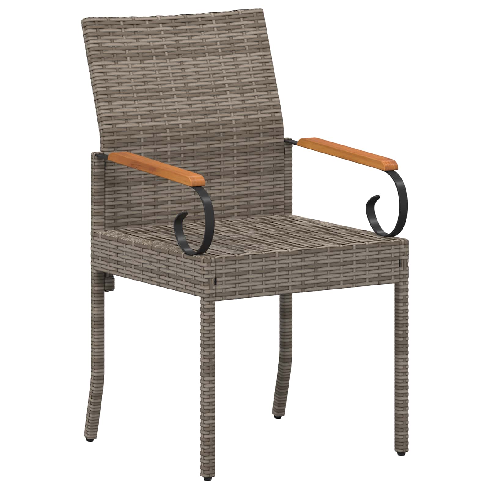 Gartenstühle 4 pcs Grau und Dunkelgrau Poly-Rattan und Akazie
