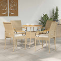 Gartenstühle 4 pcs Beige und Cremeweiß Poly-Rattan und Akazie