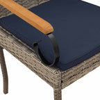Gartenstühle 4 pcs Grau und Marineblau Poly-Rattan und Akazie