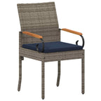 Gartenstühle 4 pcs Grau und Marineblau Poly-Rattan und Akazie