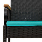 Gartenstühle 4 pcs Schwarz und Türkis Poly-Rattan und Akazie