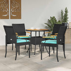 Gartenstühle 4 pcs Schwarz und Türkis Poly-Rattan und Akazie