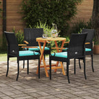 Gartenstühle 4 pcs Schwarz und Türkis Poly-Rattan und Akazie