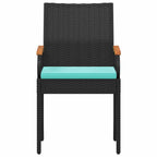 Gartenstühle 4 pcs Schwarz und Türkis Poly-Rattan und Akazie