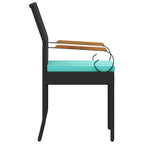Gartenstühle 4 pcs Schwarz und Türkis Poly-Rattan und Akazie