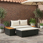 Outdoor-Sofagarnitur mit Kissen 4 pcs Schwarz und Cremeweiß