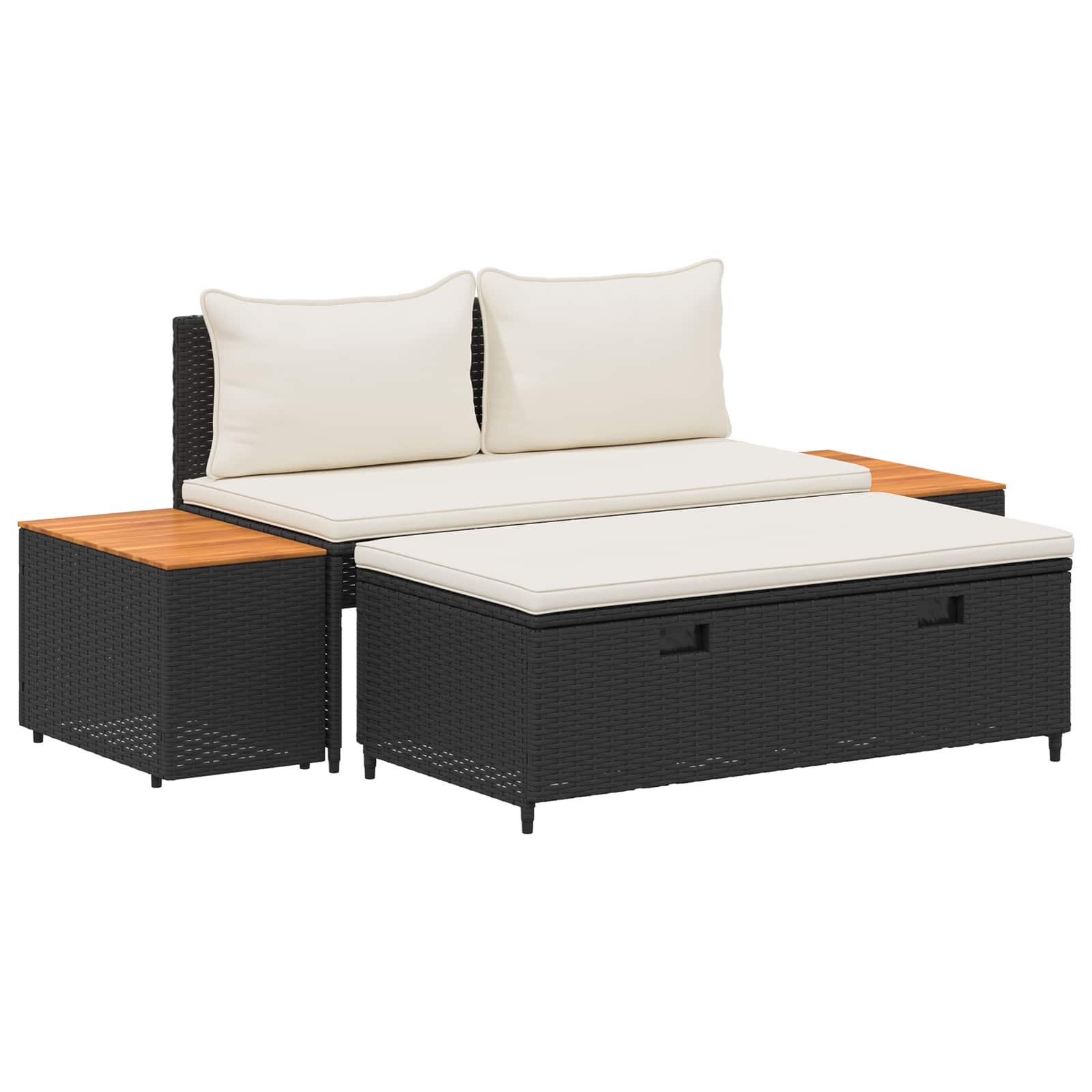 Outdoor-Sofagarnitur mit Kissen 4 pcs Schwarz und Cremeweiß