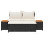 Outdoor-Sofagarnitur mit Kissen 4 pcs Schwarz und Cremeweiß