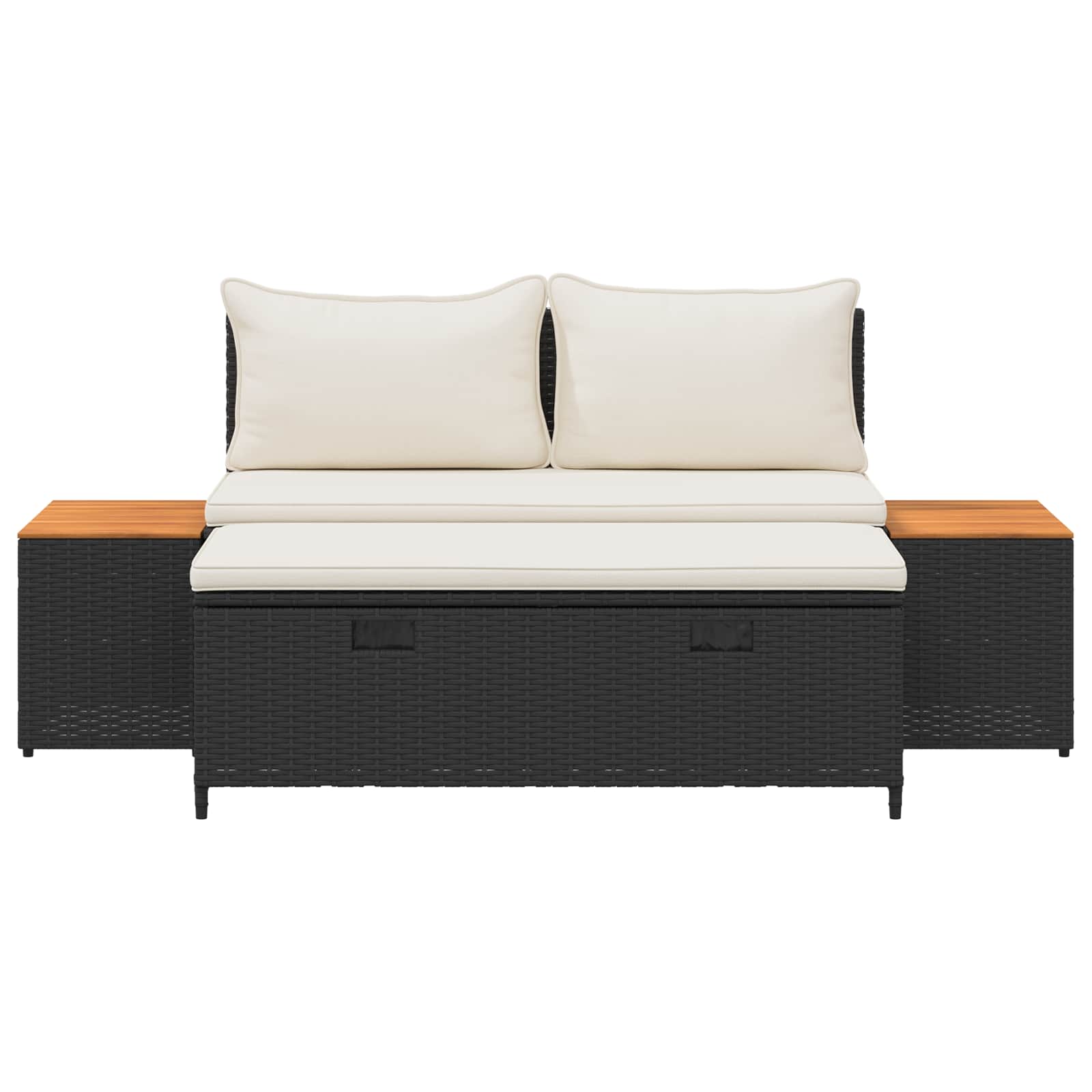 Outdoor-Sofagarnitur mit Kissen 4 pcs Schwarz und Cremeweiß