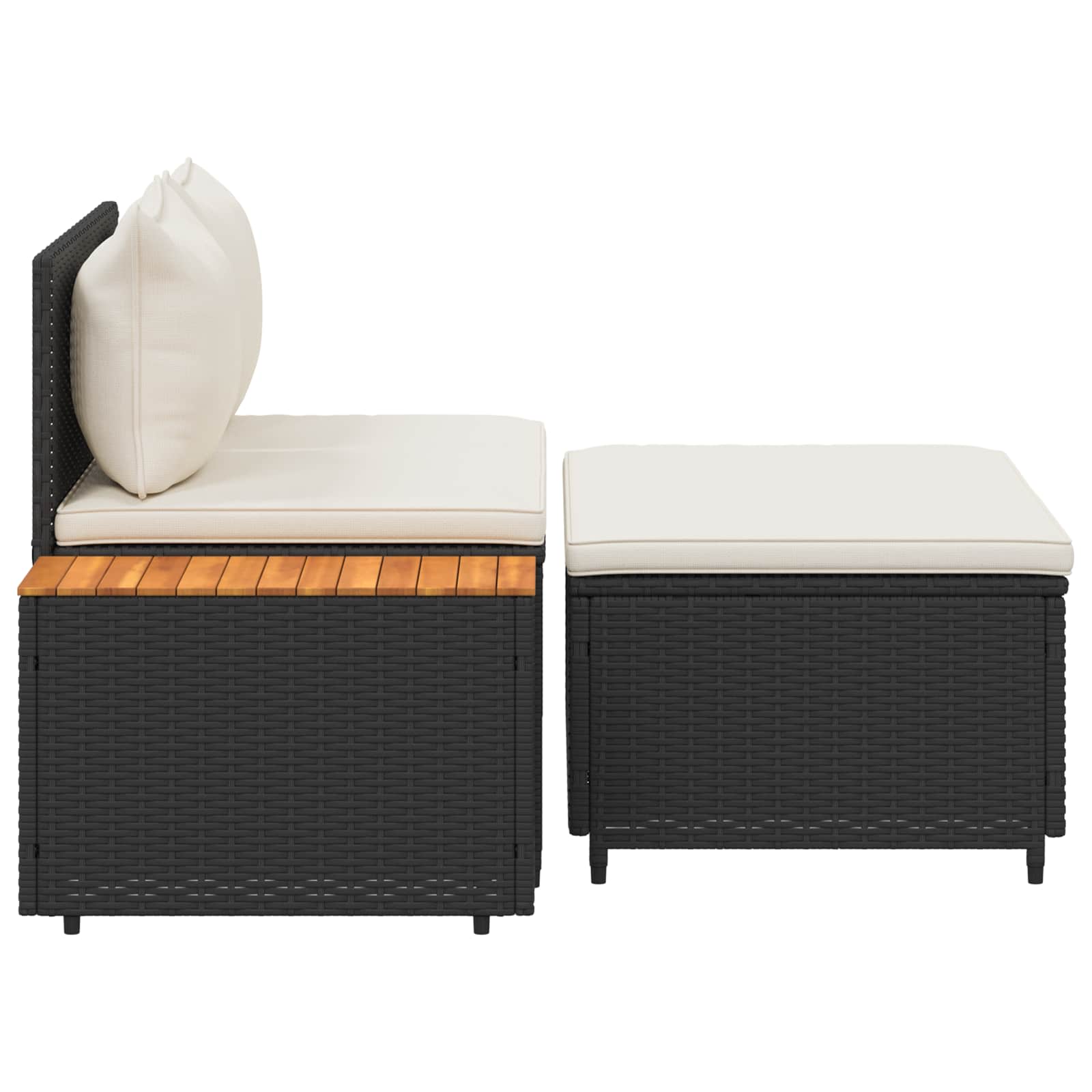 Outdoor-Sofagarnitur mit Kissen 4 pcs Schwarz und Cremeweiß