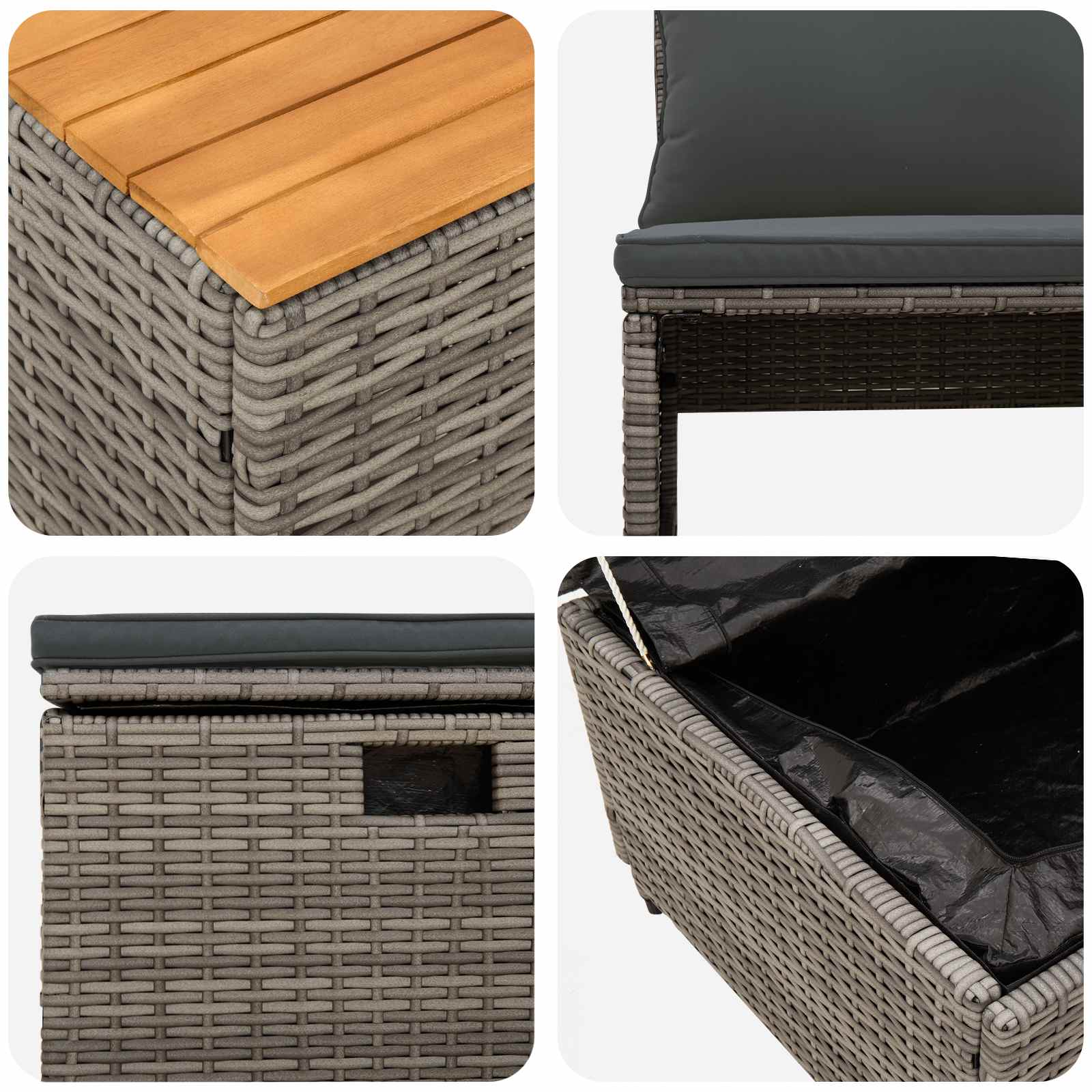 Outdoor-Sofagarnitur 4-Sitzanzahl 4 pcs 55 x 30 x 39 cm