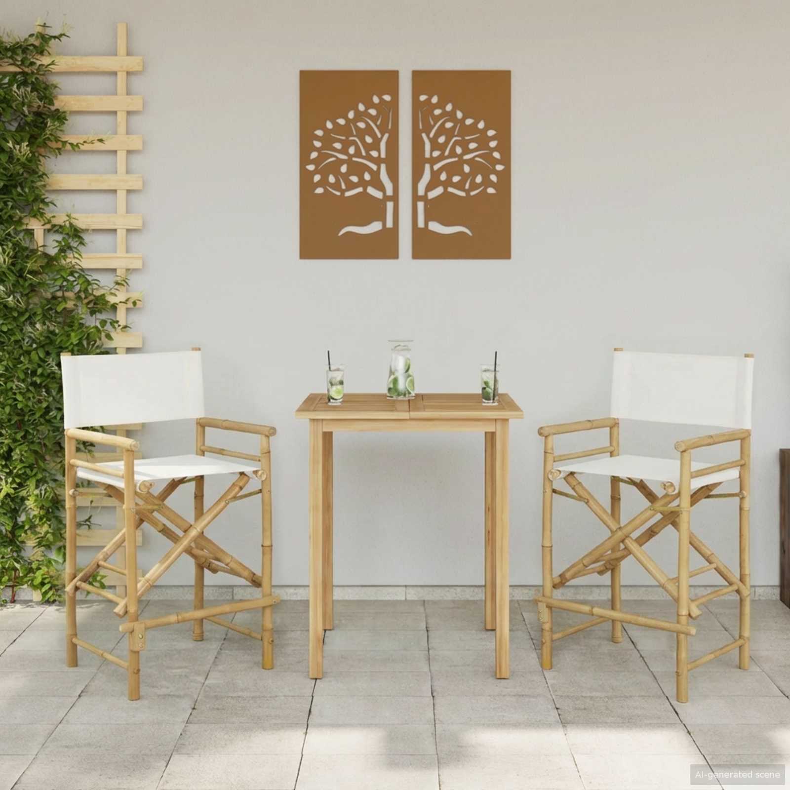 Klappstuhl für Regisseure 2 pcs Natur Bambus