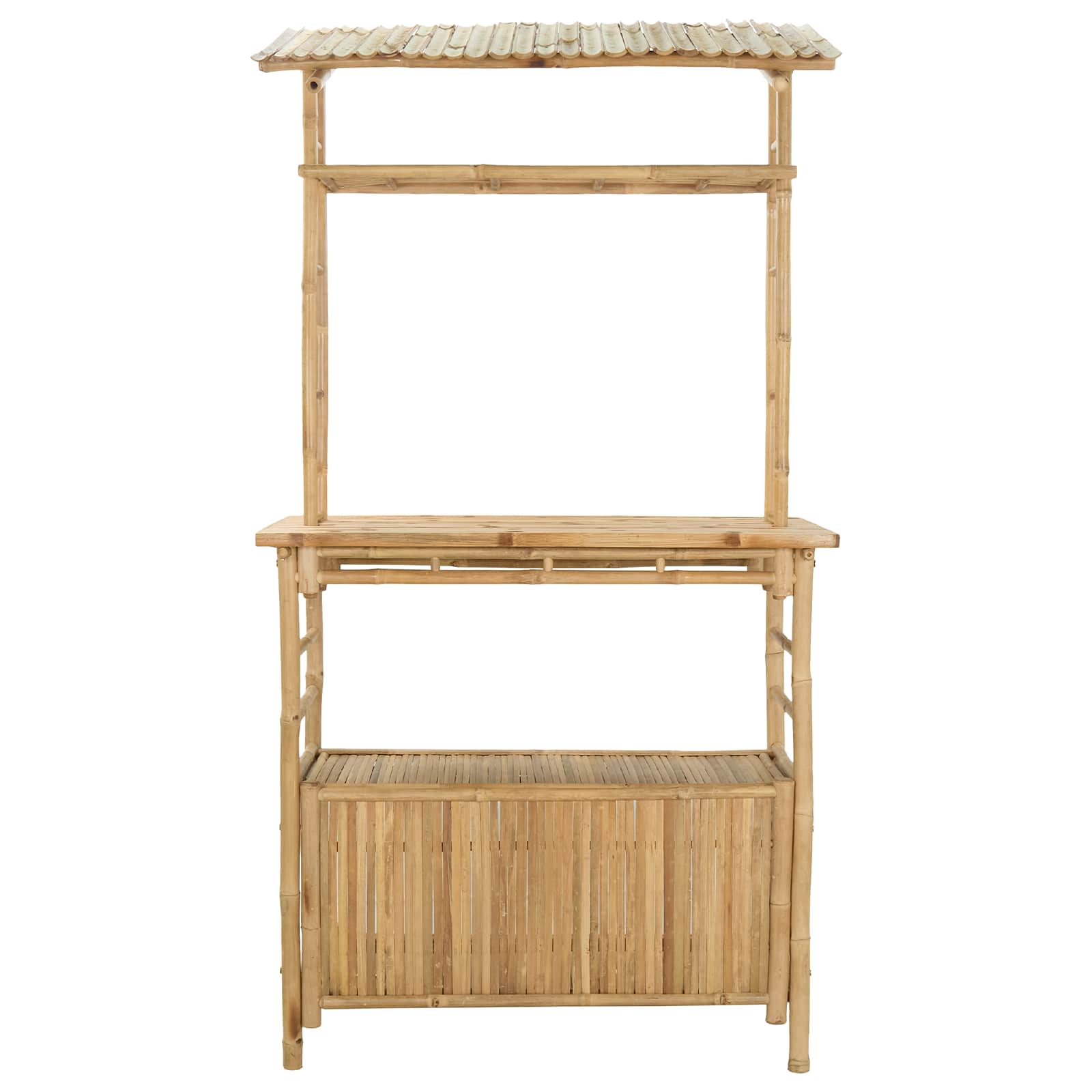 Outdoor Bartisch mit Speicher Natur 110 x 50 x 210 cm Bambus