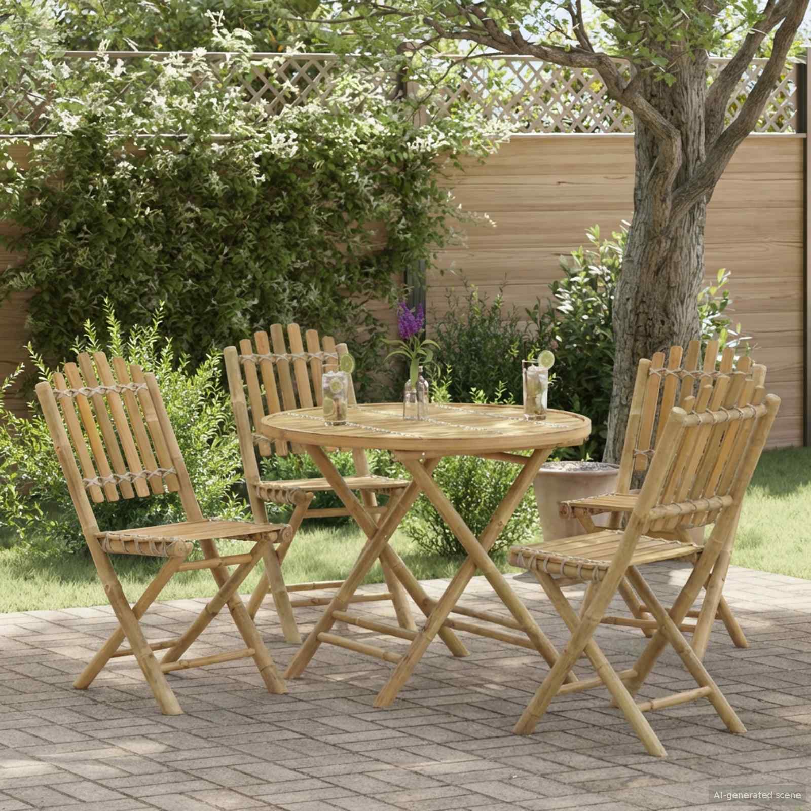 Gartenstuhl 4 pcs Natur Bambus