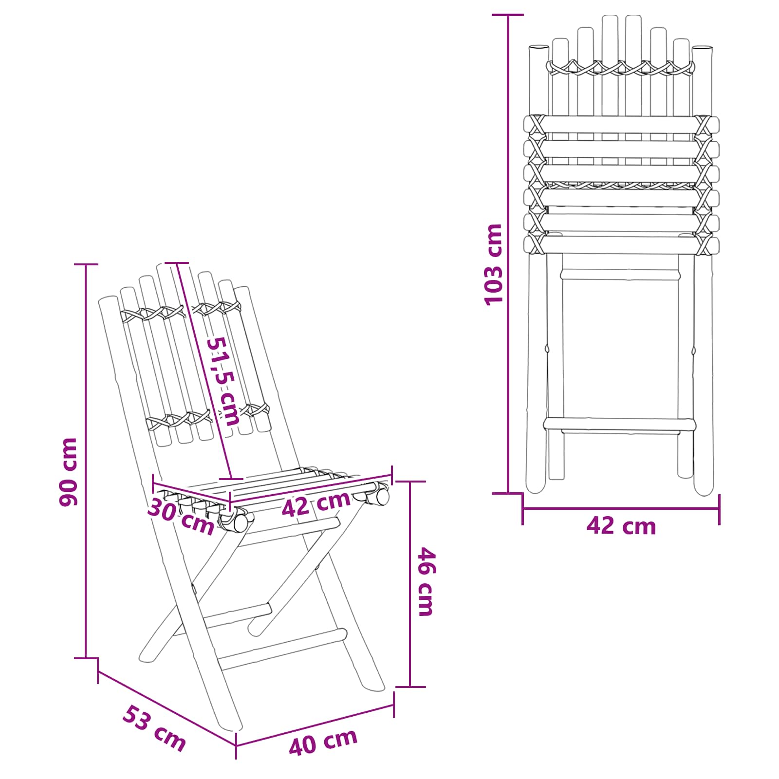 Gartenstuhl 4 pcs Natur Bambus