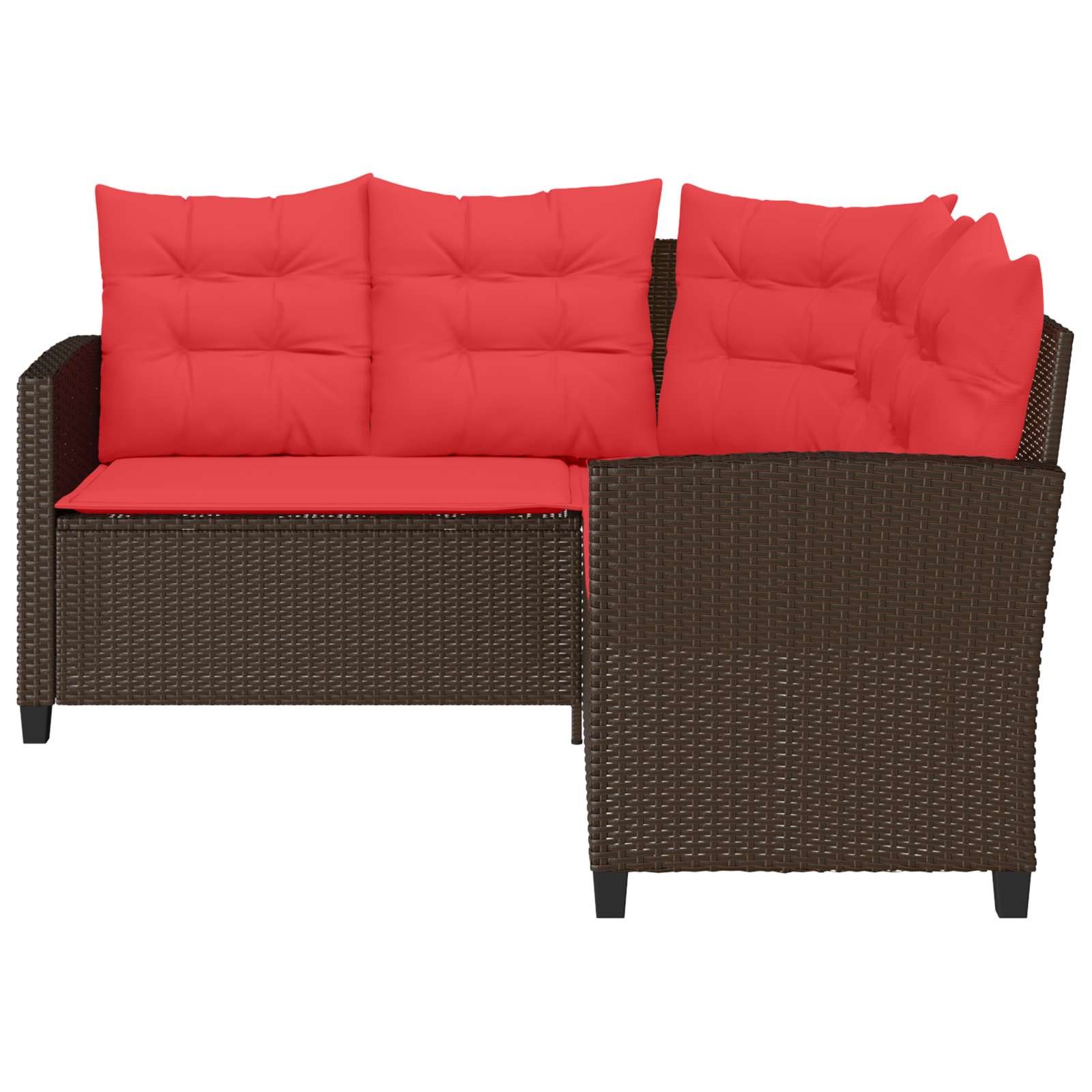 Outdoor-Sofagarnitur mit Kissen 2 pcs Braun und Rot Poly-Rattan