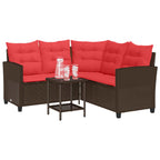 Outdoor-Sofagarnitur mit Kissen 2 pcs Braun und Rot Poly-Rattan