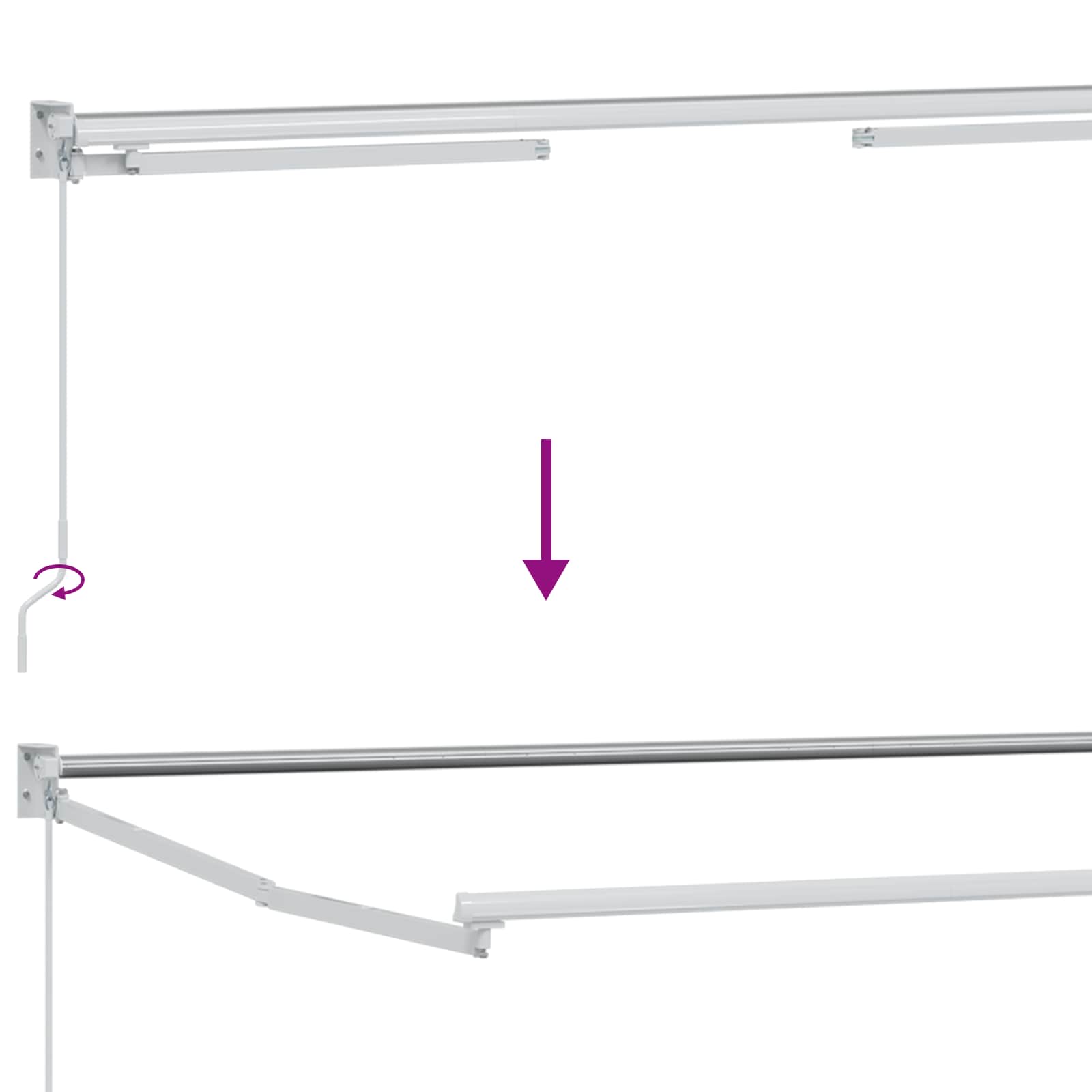 Manueller ausziehbarer Sonnenschirmrahmen Weiß 3,5 x 2 m