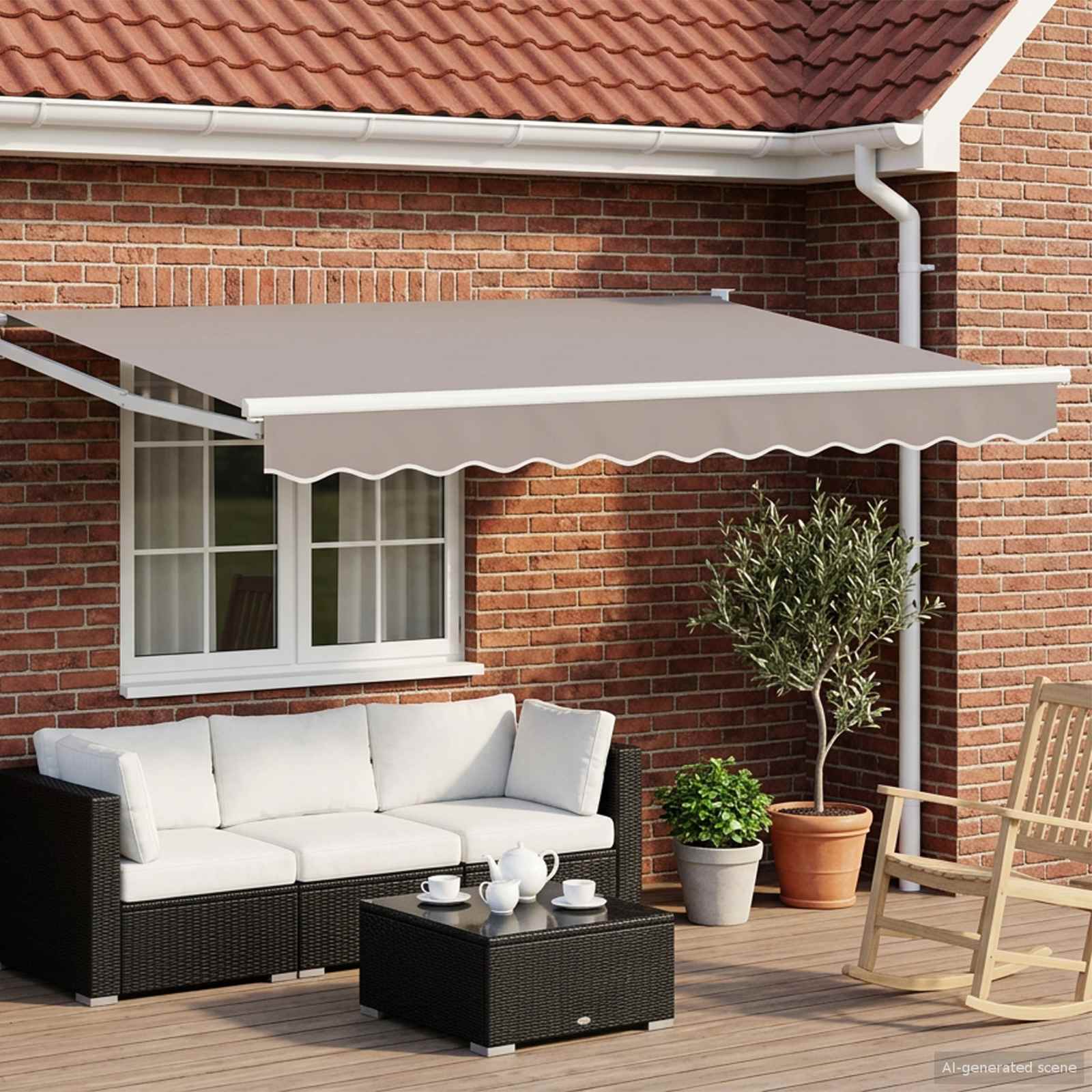 Elektrisches Markisenrahmen Weiß 3 x 2 m Aluminium