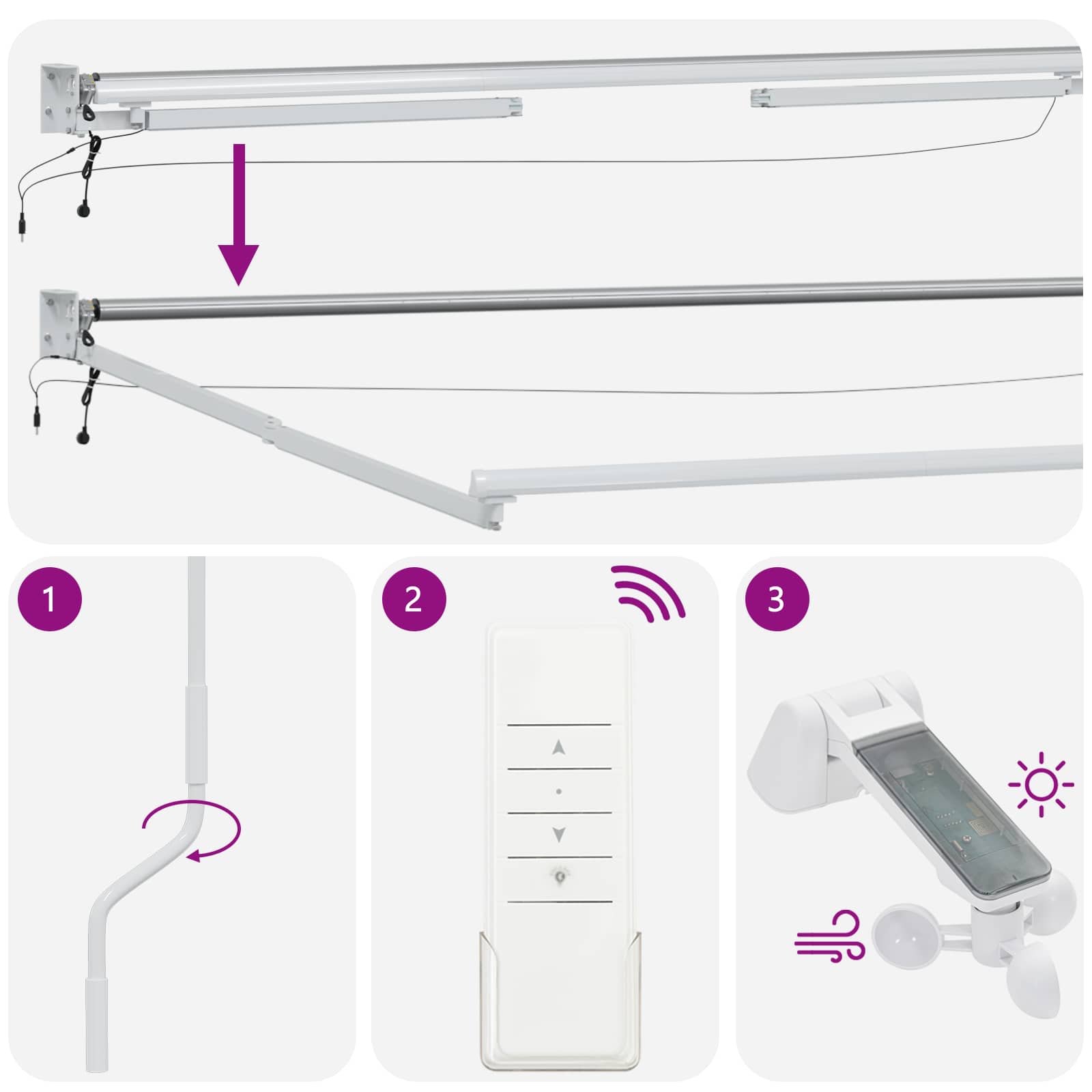 Elektrisches Markisenrahmen Weiß 4 x 2 m Aluminium
