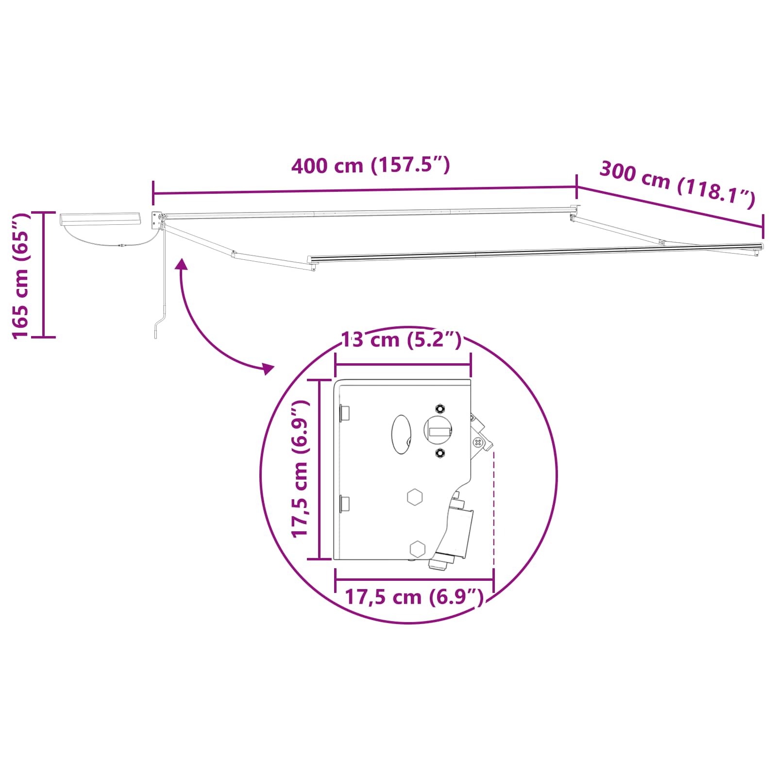 Elektrisches Markisenrahmen Weiß 4 x 3 m Stahl