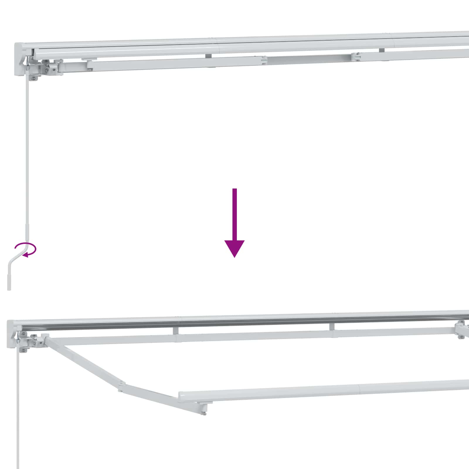 Manueller Markisenrahmen Verstellbar Weiß 3 x 2,5 m Stahl