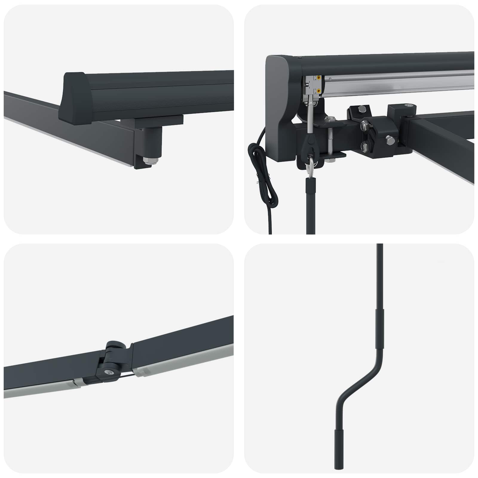 Elektrische Markisenrahmen mit LEDs Anthrazit 3 x 2 m Aluminium