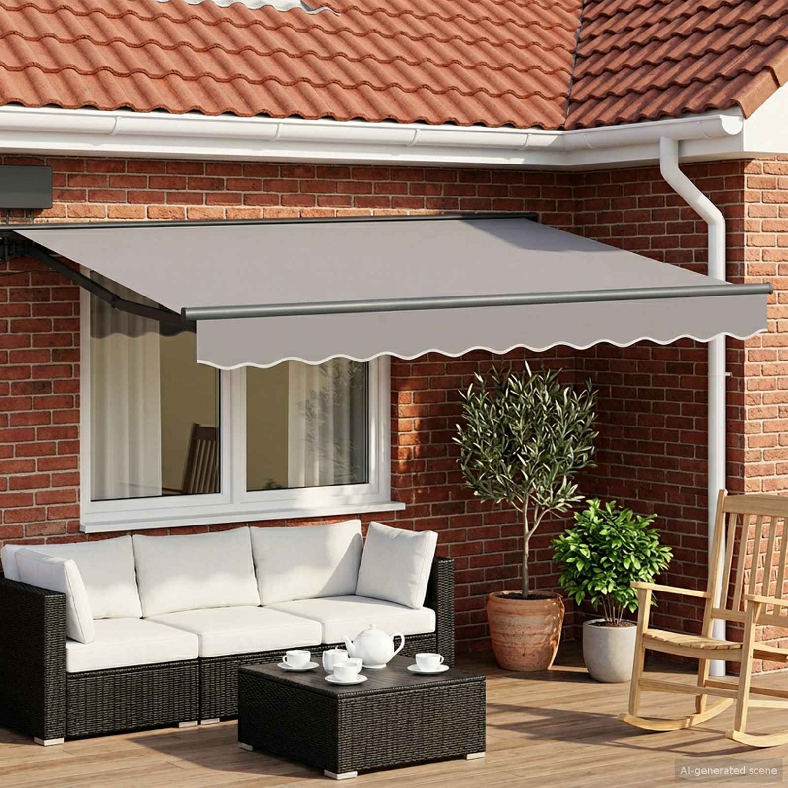 Elektrische Markisenrahmen mit LEDs Anthrazit 3 x 2 m Aluminium