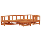 Garten-Lounge-Set 6 pcs Wachsbraun Massives Kiefernholz
